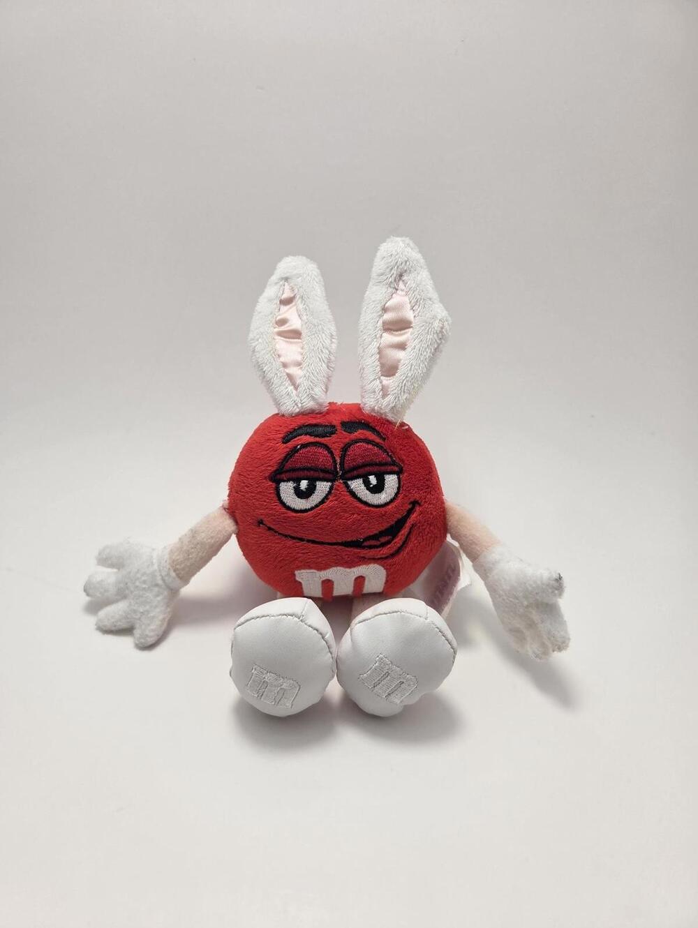Red M&M Bunny Ears Easter Plush, Vintage (Small 4 inch)